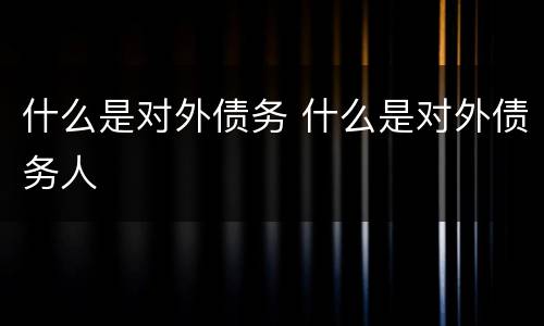 什么是对外债务 什么是对外债务人
