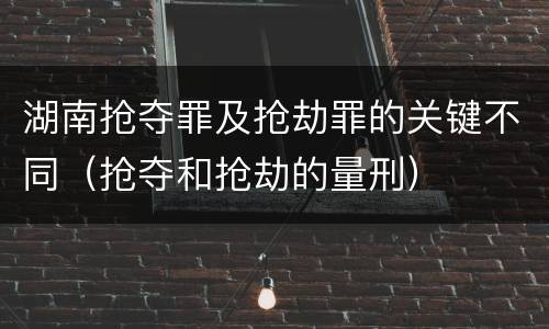 湖南抢夺罪及抢劫罪的关键不同（抢夺和抢劫的量刑）