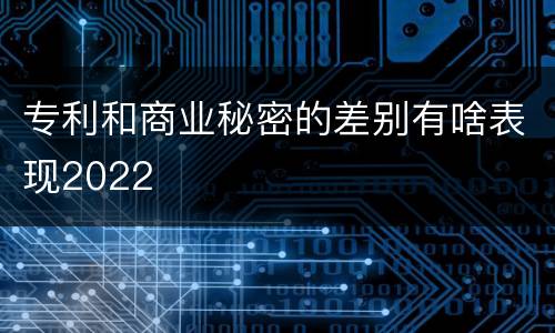 专利和商业秘密的差别有啥表现2022