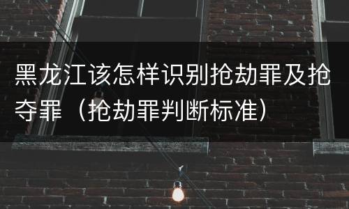黑龙江该怎样识别抢劫罪及抢夺罪（抢劫罪判断标准）