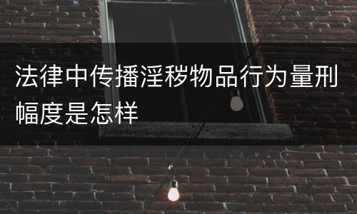 法律中传播淫秽物品行为量刑幅度是怎样