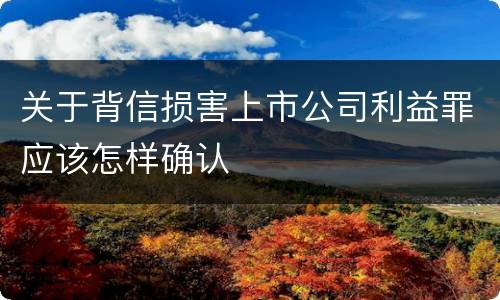 关于背信损害上市公司利益罪应该怎样确认