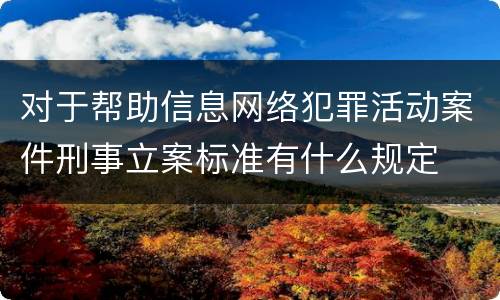 对于帮助信息网络犯罪活动案件刑事立案标准有什么规定