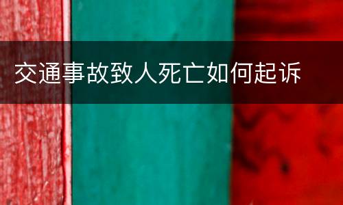 交通事故致人死亡如何起诉