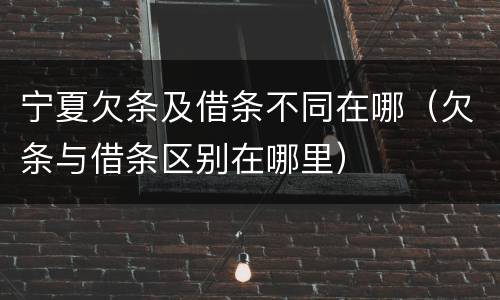 宁夏欠条及借条不同在哪（欠条与借条区别在哪里）