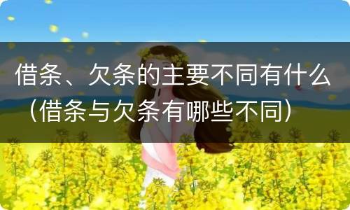 借条、欠条的主要不同有什么（借条与欠条有哪些不同）
