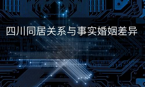 四川同居关系与事实婚姻差异