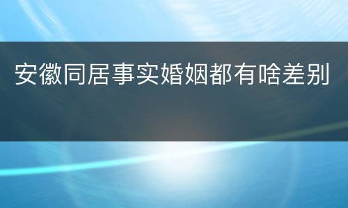 安徽同居事实婚姻都有啥差别