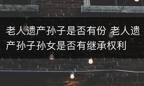 老人遗产孙子是否有份 老人遗产孙子孙女是否有继承权利