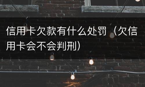 信用卡欠款有什么处罚（欠信用卡会不会判刑）