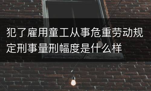 犯了雇用童工从事危重劳动规定刑事量刑幅度是什么样