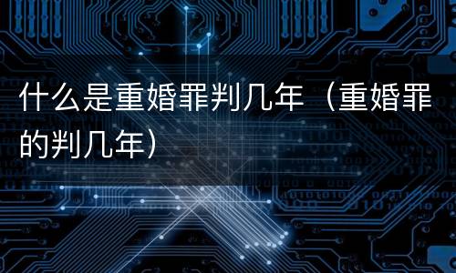 什么是重婚罪判几年（重婚罪的判几年）