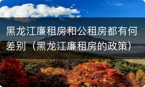 黑龙江廉租房和公租房都有何差别（黑龙江廉租房的政策）