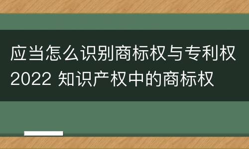 应当怎么识别商标权与专利权2022 知识产权中的商标权