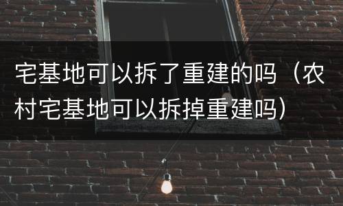 宅基地可以拆了重建的吗（农村宅基地可以拆掉重建吗）