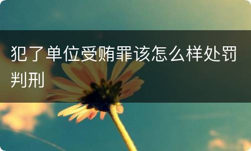 犯了单位受贿罪该怎么样处罚判刑