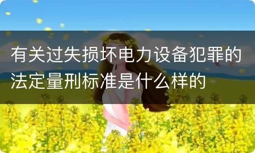 有关过失损坏电力设备犯罪的法定量刑标准是什么样的