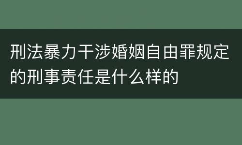 刑法暴力干涉婚姻自由罪规定的刑事责任是什么样的