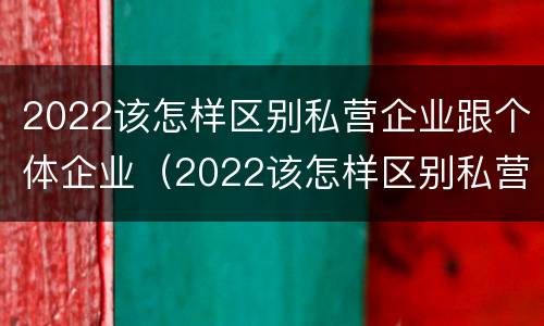 2022该怎样区别私营企业跟个体企业（2022该怎样区别私营企业跟个体企业呢）