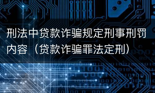 刑法中贷款诈骗规定刑事刑罚内容（贷款诈骗罪法定刑）