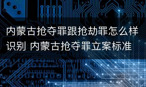 内蒙古抢夺罪跟抢劫罪怎么样识别 内蒙古抢夺罪立案标准