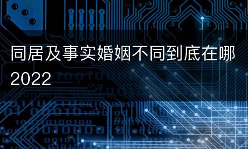 同居及事实婚姻不同到底在哪2022