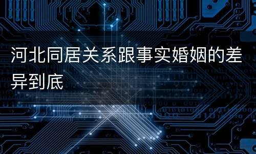 河北同居关系跟事实婚姻的差异到底