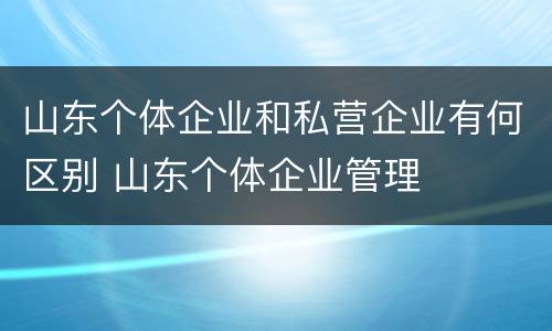 山东个体企业和私营企业有何区别 山东个体企业管理