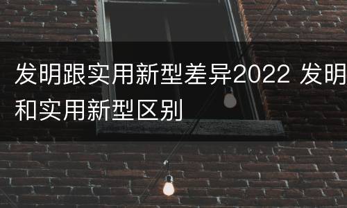 发明跟实用新型差异2022 发明和实用新型区别