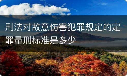 刑法对故意伤害犯罪规定的定罪量刑标准是多少