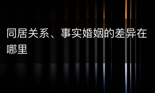 同居关系、事实婚姻的差异在哪里
