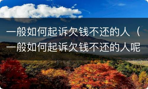 一般如何起诉欠钱不还的人（一般如何起诉欠钱不还的人呢）