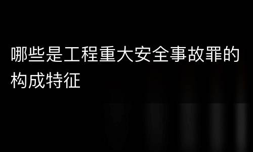 哪些是工程重大安全事故罪的构成特征