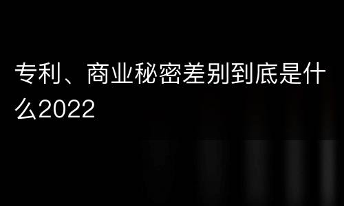 专利、商业秘密差别到底是什么2022