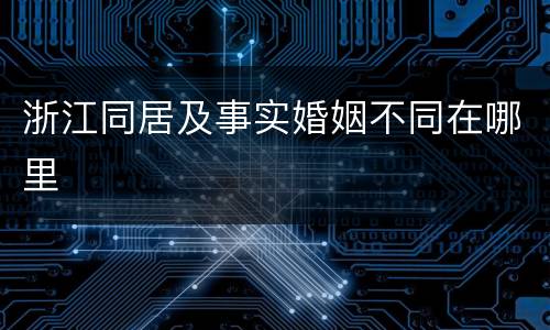 浙江同居及事实婚姻不同在哪里