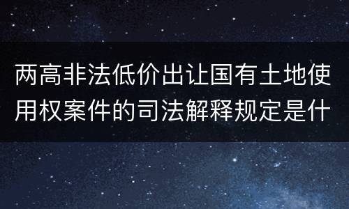 两高非法低价出让国有土地使用权案件的司法解释规定是什么