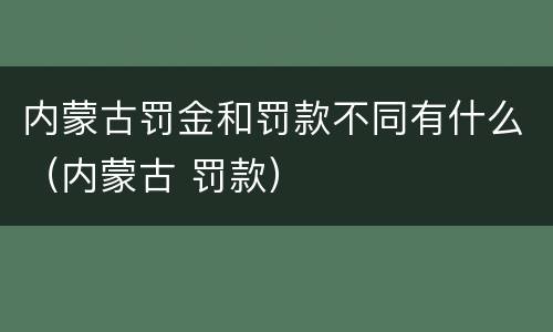 内蒙古罚金和罚款不同有什么（内蒙古 罚款）