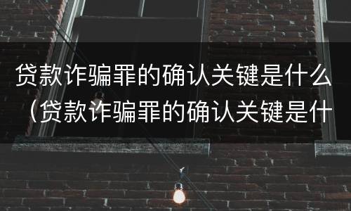 贷款诈骗罪的确认关键是什么（贷款诈骗罪的确认关键是什么）