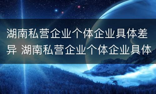 湖南私营企业个体企业具体差异 湖南私营企业个体企业具体差异分析