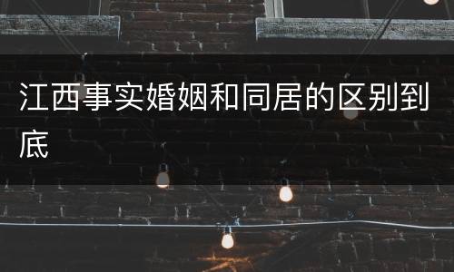 江西事实婚姻和同居的区别到底