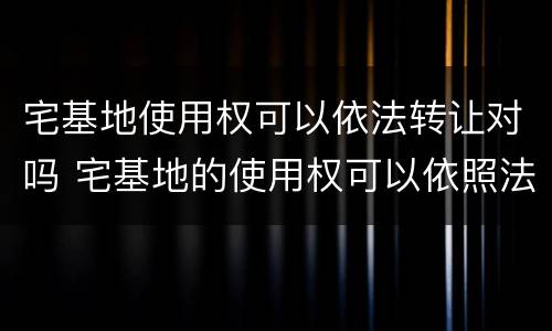 宅基地使用权可以依法转让对吗 宅基地的使用权可以依照法律规定转让