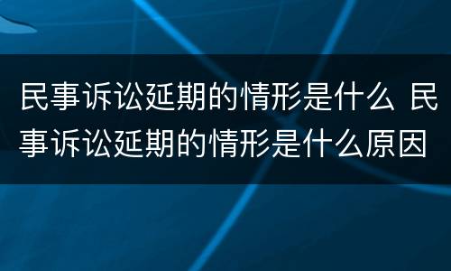 民事诉讼延期的情形是什么 民事诉讼延期的情形是什么原因