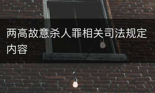 两高故意杀人罪相关司法规定内容