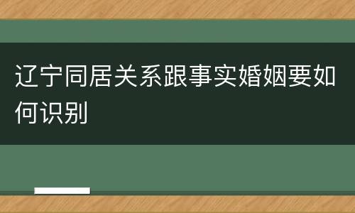 辽宁同居关系跟事实婚姻要如何识别