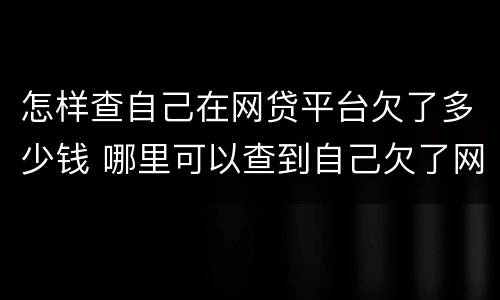 怎样查自己在网贷平台欠了多少钱 哪里可以查到自己欠了网贷