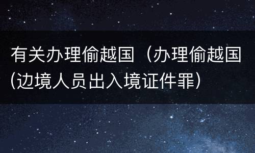 有关办理偷越国（办理偷越国(边境人员出入境证件罪）