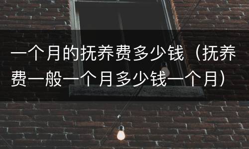 一个月的抚养费多少钱（抚养费一般一个月多少钱一个月）