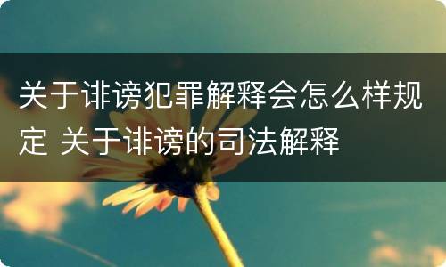 关于诽谤犯罪解释会怎么样规定 关于诽谤的司法解释