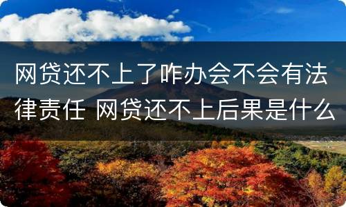 网贷还不上了咋办会不会有法律责任 网贷还不上后果是什么