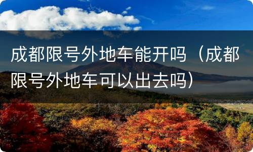 成都限号外地车能开吗（成都限号外地车可以出去吗）
